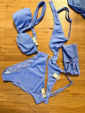 Light Blue Textured Bikini Set